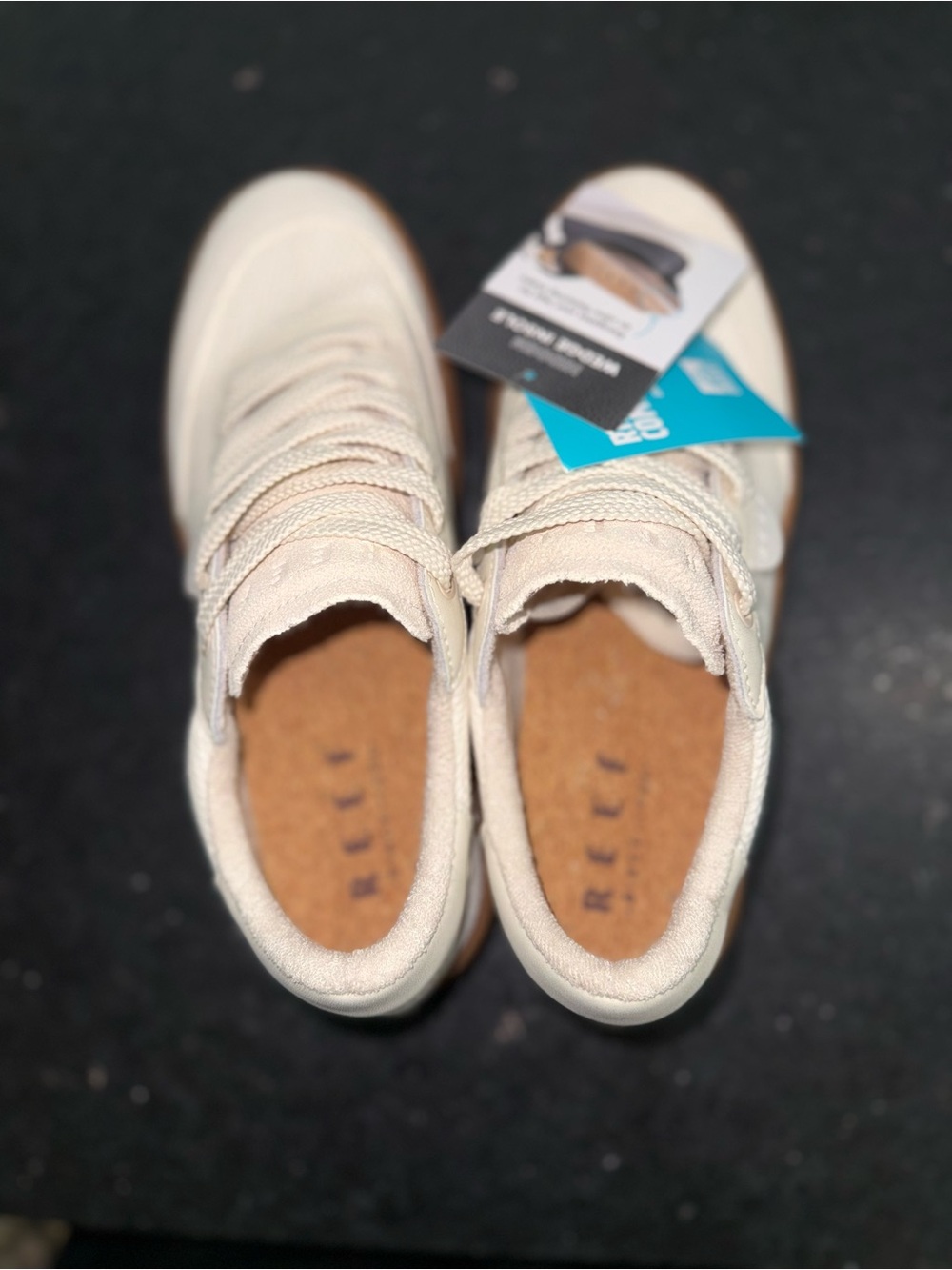 NEW REEF Lay Day Seas Leather Sneakers VINTAGE WHITE CREAM GENUINE LEATHER SZ 9 - Picture 9 of 15